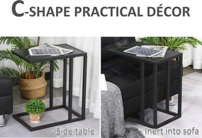 HOMCOM Stolik Boczny w Kształcie Litery C, Oszczędność Miejsca, Nocny/Coffee Table, Imitacja Marmuru, 45 x 30 x 51,5 cm