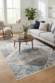 Szary dywan w geometryczny wzór F3-G88