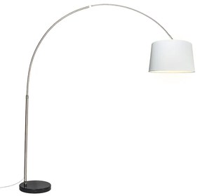 Luk Stalowa lampa łukowa z białym kloszem materiałowym 45 cm - XXL Nowoczesny Oswietlenie wewnetrzne