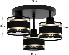 Lampa sufitowa czarna trzypunktowa z czarnymi abażurami T-3030SC-SCSCS