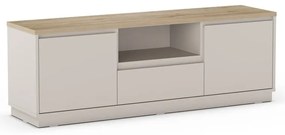 Beżowa szafka pod TV w dekorze dębu 161x55x40 cm Loreta – Marckeric