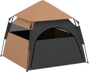 PawHut Namiot dla Zwierząt, Namiot dla Psów, Składany, Odporny na Warunki Pogodowe, Buda dla Psów, dla Dużych Psów, Ciemnobrązowy