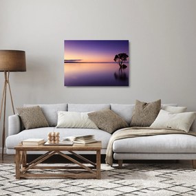 Obraz na szkle powierzchni wody o wschodzie słońca (70x50 cm)