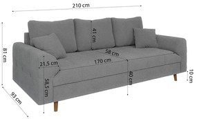 Szara sofa z materiału bouclé 210 cm Ariella – Ropez