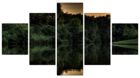 Obraz jeziora przy lesie (125x70 cm)