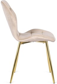 Krzesło Tapicerowane do Jadalni LUCKY Kremowe Welurowe Nowoczesne Glamour