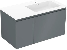 Mexen Orio szafka łazienkowa 90 cm z umywalką Otis prawą, 1S, 1D, grafit mat/biała mat - 91A13-09047-3-BBFF66-W18P01