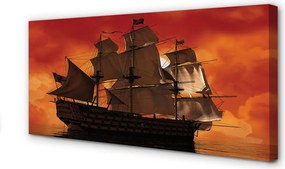 Obraz drukowany na płótnie Statek o Zachodzie Słońca