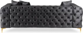 Sofa SORRENTO 3S Trzyosobowa Czarna Welurowa Glamour