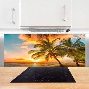 Panel Szklany do Kuchni Rajskie Wybrzeże Z Palmami
