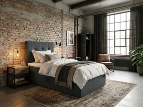 Tapicerowane łóżko boxspring DIRELIS VIBE 90x200 cm ciemnoszare Materac: Materac sprężynowy Bonell