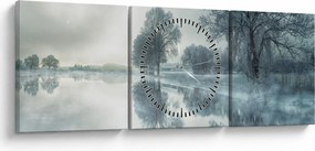 Obraz zimowej natury (z zegarem) (90x30 cm)