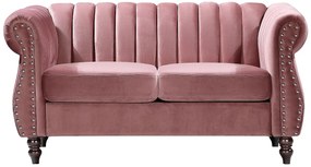 Kanapa Chesterfield 2-osobowa z weluru stary róż – TRUMBO