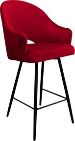 Hoker Velvet krzesło barowe tkanina Welur podstawa metalowa : Kolor nogi - Czarna stożek, Kolor tkaniny - VELVET - MG31, Typ siedziska - Siedzisko stałe