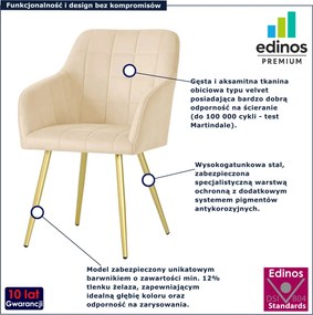 Zestaw 4 beżowych krzeseł tapicerowanych welurem S4-R99