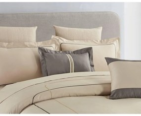 Beżowa pościel jednoosobowa z bawełny renforcé z prześcieradłem/6-częściowa 140x200 cm Calm of Lines – Mila Home Luxury