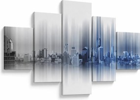 Obraz - Panorama miasta, niebiesko - szara (125x70 cm)