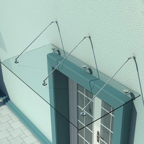 HOMCOM Nowoczesny Daszek nad Drzwi ze Szkła Hartowanego i Stali Nierdzewnej 200x90cm