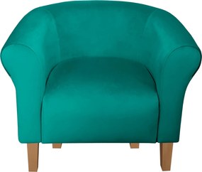 Fotel Milo tkanina Welur wygodny fotel tapicerowany do salonu i sypialni : Kolor nogi - Drewno, Kolor tkaniny - VELVET - MG20, Wysokość nogi - 15 cm