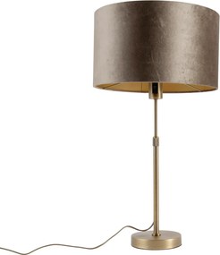 Lampa stołowa brązowa z aksamitnym brązowym abażurem 35 cm - Parte