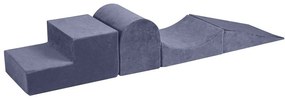 Szaroniebieski aksamitny piankowy plac zabaw 4 szt. wysokość 30 cm 45x193 cm Montessori – Meowbaby