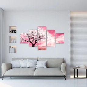 Różowy obraz drzewa (125x70 cm)