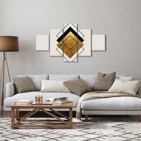 Obraz - Abstrakcja złoto-biała N⁰1 (125x70 cm)