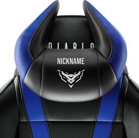 Poduszka zagłówek Diablo X-Horn ze spersonalizowanym haftem, czarno-niebieska