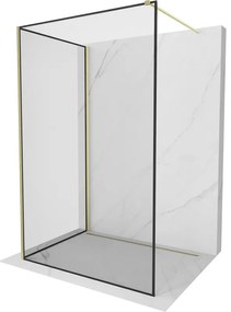 Mexen Kioto ścianka prysznicowa Walk-in 110 x 90 cm, czarny wzór, złota szczotkowana - 800-110-212-55-70-090