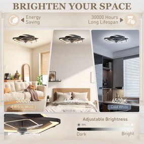 HOMCOM Wentylator sufitowy z oświetleniem i pilotem, LED wentylator sufitowy z 6 prędkościami, 3 temperatury barwowe | Aosom PL