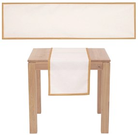 Świąteczny bieżnik ze złotymi brzegami, kremowy,150 x 40 cm