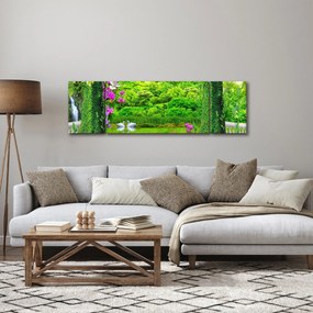 Obraz - Magiczny ogród z łabędziami (170x50 cm)