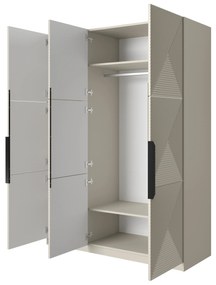 Szafa Asha 150 cm z metalowymi uchwytami - kaszmir / czarne uchwyty
