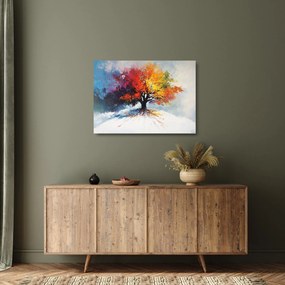 Obraz na szkle - Kolorowe drzewo (70x50 cm)