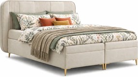 Kremowe welurowe łóżko z pojemnikami 4 rozmiary H2-T52