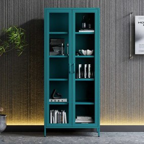 Witryna szklana do salonu morska / turkusowa Modern ANGELO 800 x 1850 x 450 mm