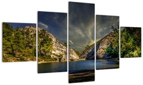 Obraz krajobrazu z jeziorem (125x70 cm)