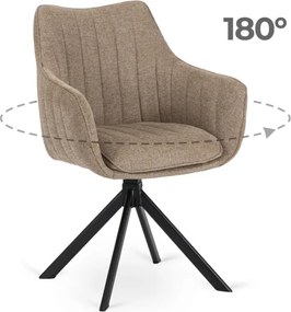 Krzesło Tapicerowane Obrotowe do Salonu MUMBAI Beżowe Nowoczesne
