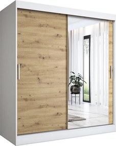Szafa przesuwna biel + dąb artisan 180 cm C8-B16