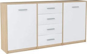 Komoda z 4 szufladami dąb sonoma + biały L9-S58