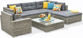 Zestaw szarych mebli ogrodowych technorattanowych L5-Z81