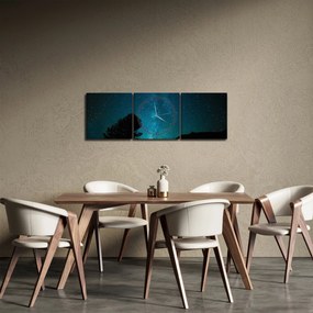 Obraz nocnego nieba z gwiazdami (z zegarem) (90x30 cm)