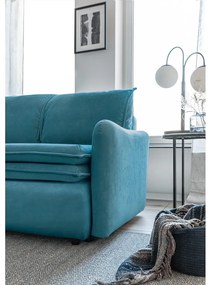 Turkusowa aksamitna rozkładana sofa Miuform Tender Eddie