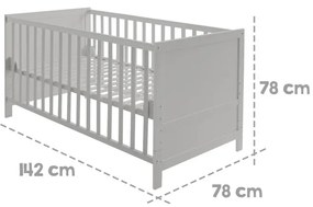 Jasnoszare łóżeczko z baldachimem 70x140 cm Sternenzauber – Roba