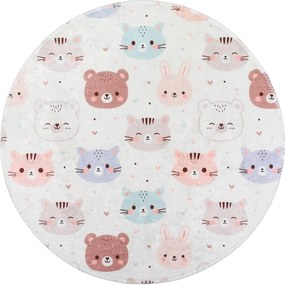 Dywan dziecięcy odpowiedni do prania w kolorze kości słoniowej ø100 cm Cute Animals – Vitaus
