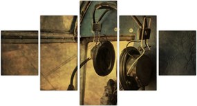 Obraz - Słuchawki lotnicze w stylu vintage (125x70 cm)