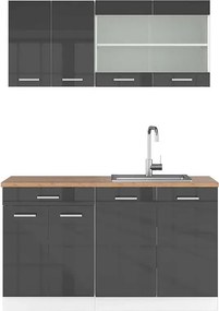 Pojedyncza kuchnia antracytowy wysoki połysk/biały 140x60x81.6 r-line