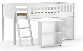 Białe podwyższone łóżko dziecięce z litego drewna sosnowego ze schowkiem 90x200 cm SCOTT – Vipack
