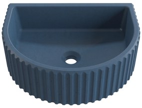 Umywalka betonowa podwieszana / nablatowa półokrągła bez otworu na baterię 45 x 36 cm MUSLIN | różne kolory : Kolor - Niebieski denim, Typ montażu - nablatowa