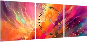Obraz - Dynamiczna abstrakcja (z zegarem) (90x30 cm)